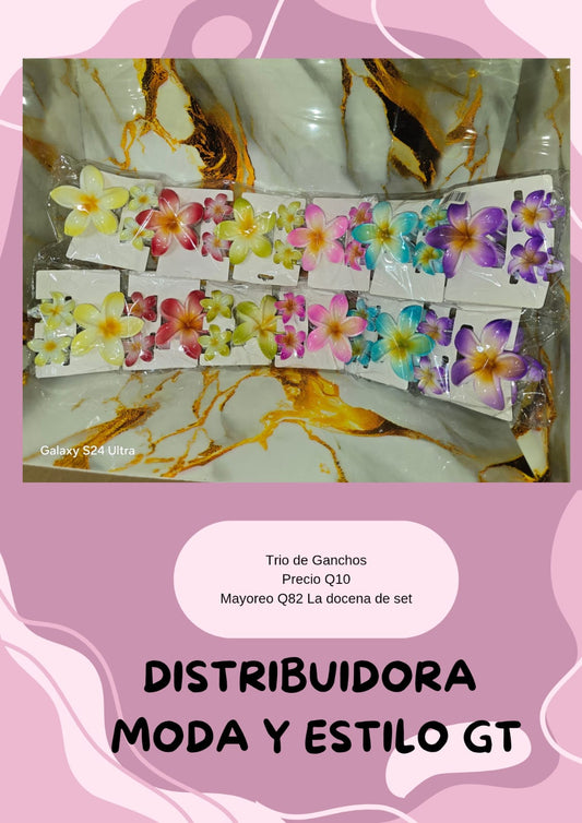Trio de Ganchitos de Flor