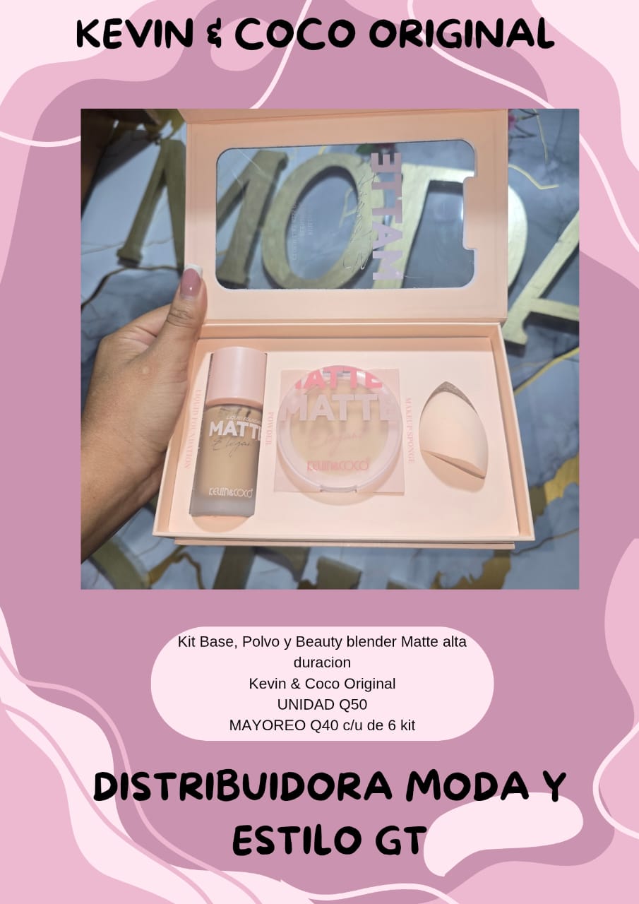 Kit de Base, Polvo y Beauty Blender Mate Kevin y Coco Original