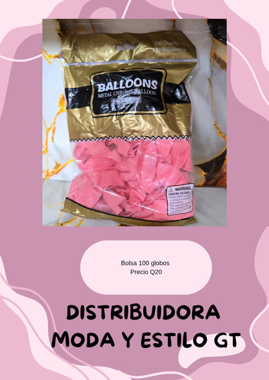 Bolsa de 100 Globos Rosados
