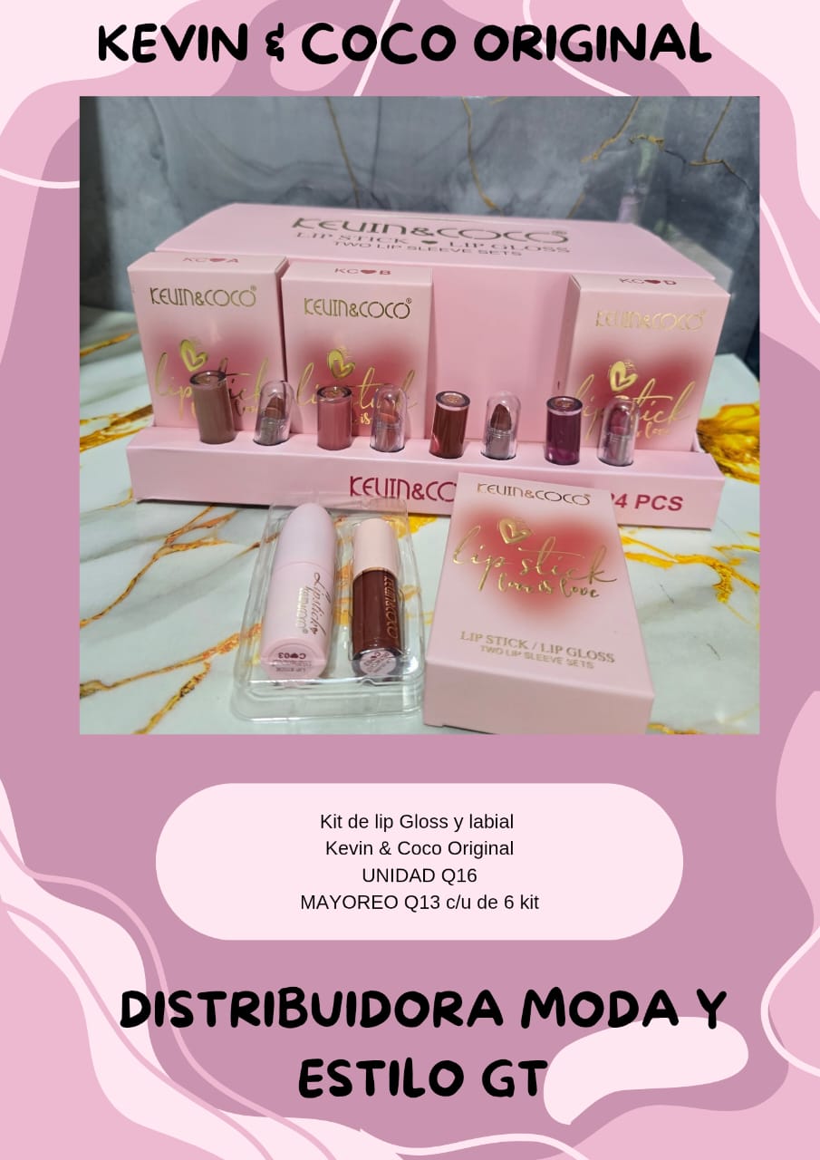 Kit de Lip Gloss y Labial Kevin y Coco Original
