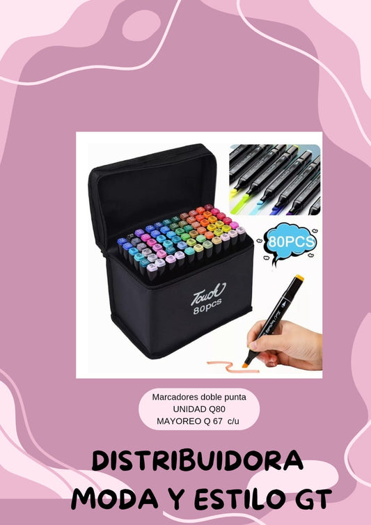 Marcadores de Doble Punta 80Pcs