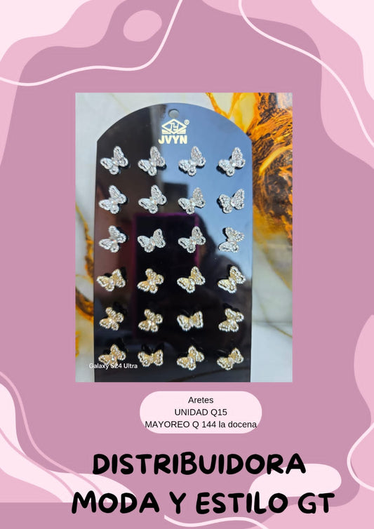 Aretes de Mariposas Zirconia