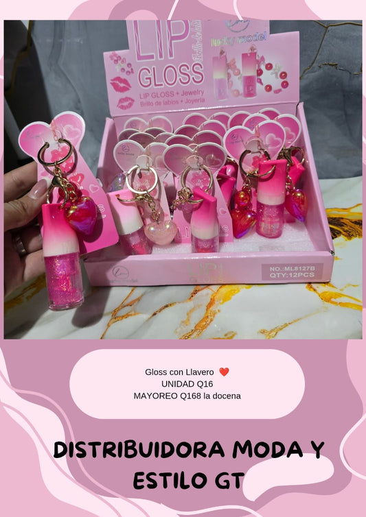 Gloss con Llavero de Corazon