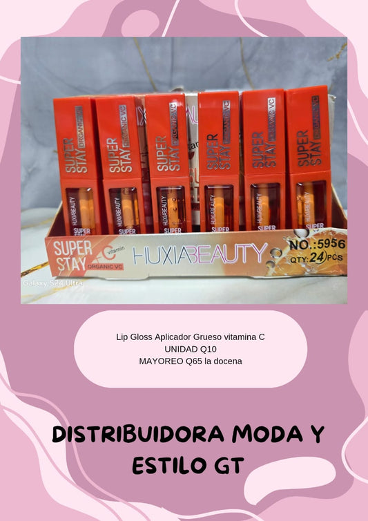 Lip Gloss de Vitamina C con Aplicador Grueso