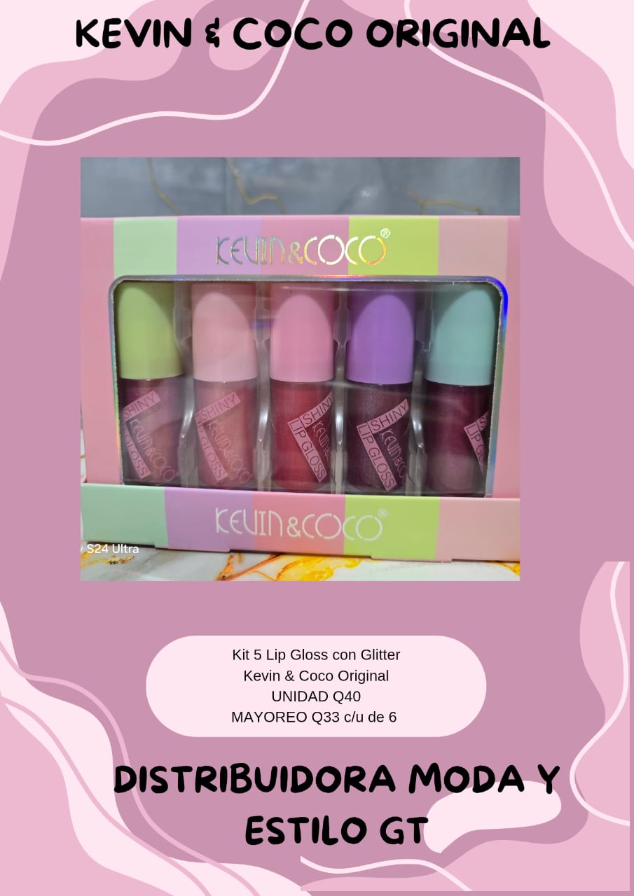 Kit de 5 Lip Gloss de Kevin y Coco Original