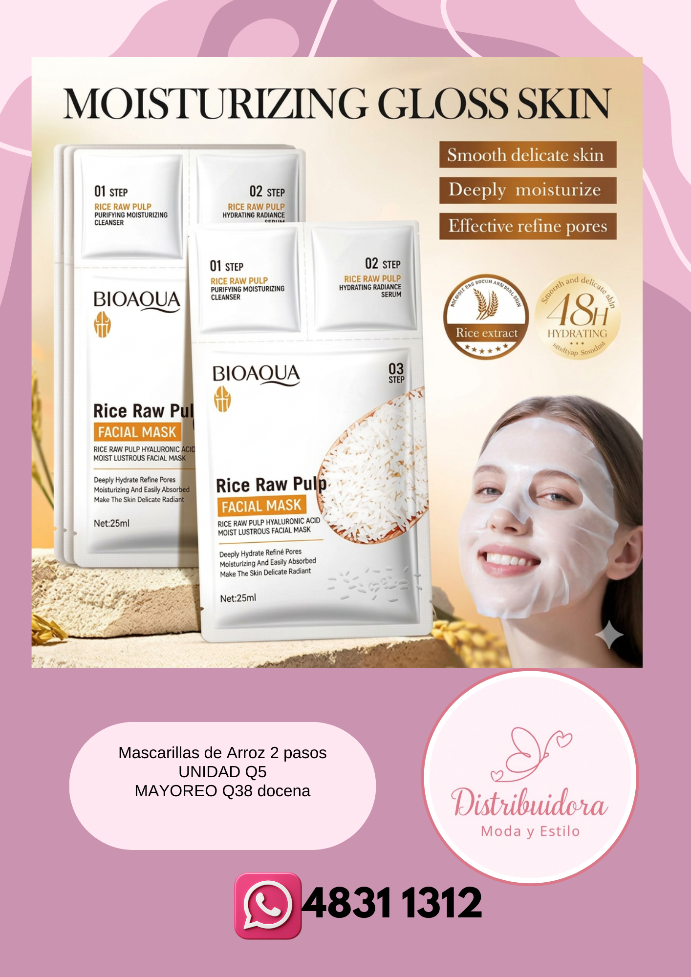 Mascarilla de arroz Bioaqua 2 pasos