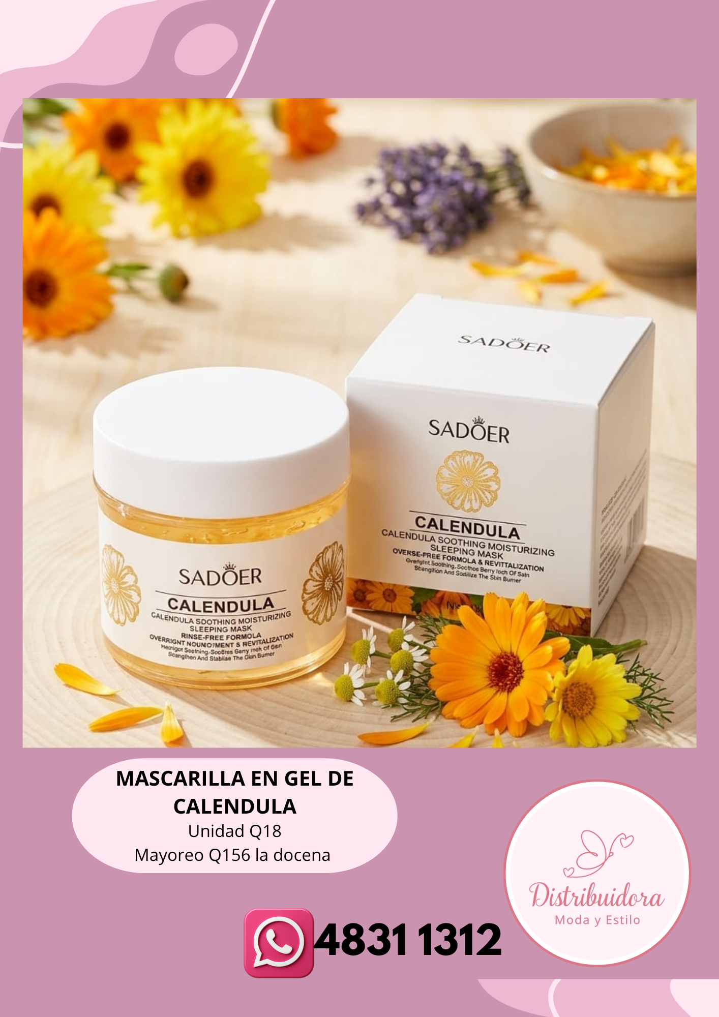 Mascarilla en gel de calendula