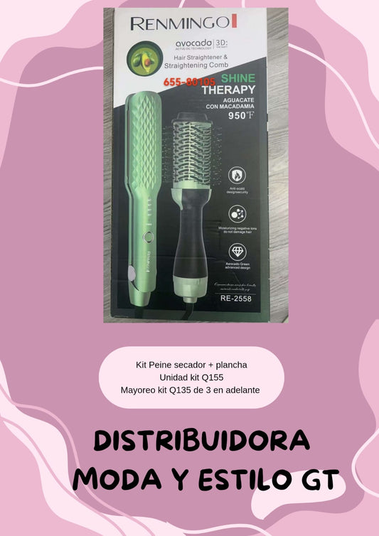 Kit de Peine Secador + Plancha