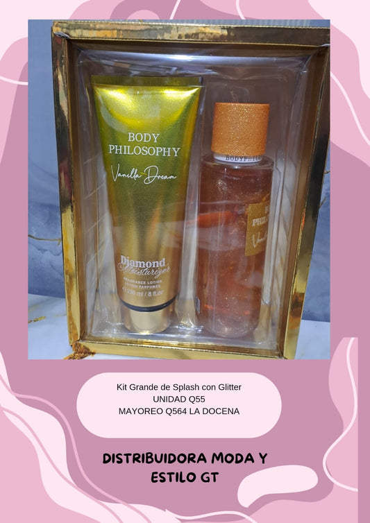 Kit Grande de Spalsh y Crema con Glitter