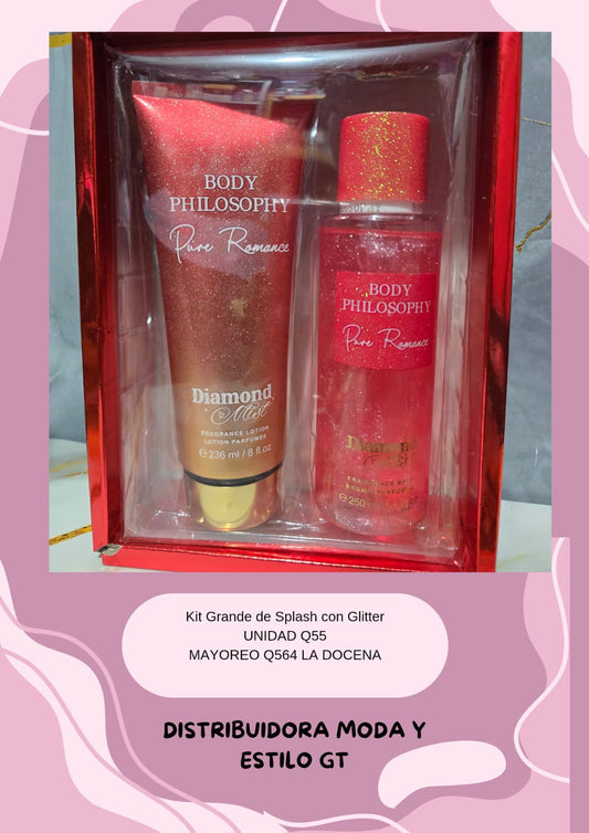 Kit Grande de Spalsh y Crema con Glitter