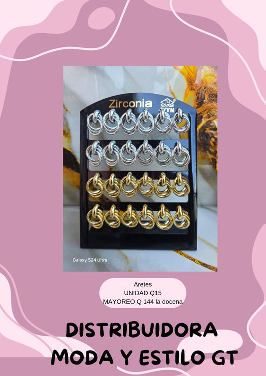 Aretes de Argollas Zirconia