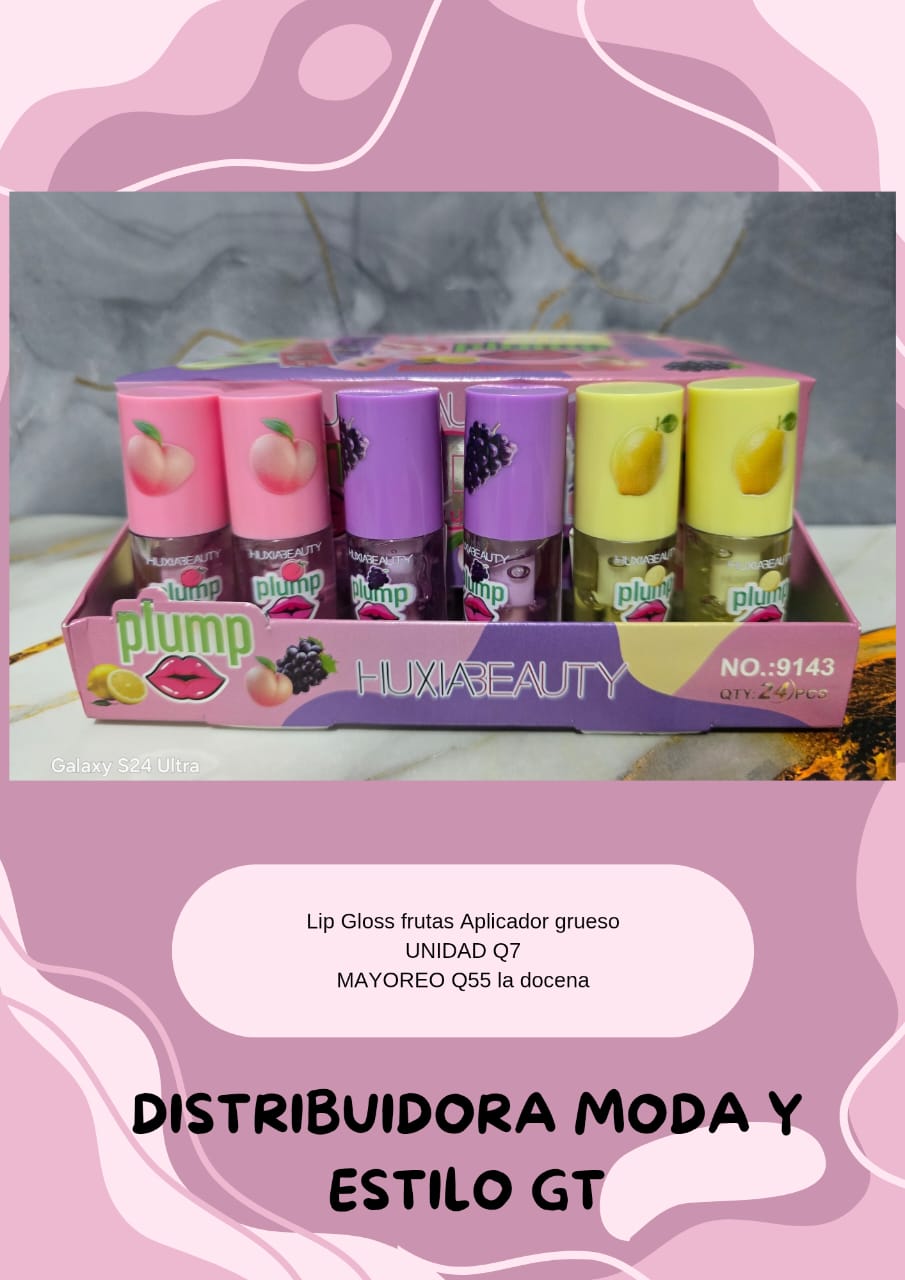 Lip Gloss de Frutas con Aplicador Grueso