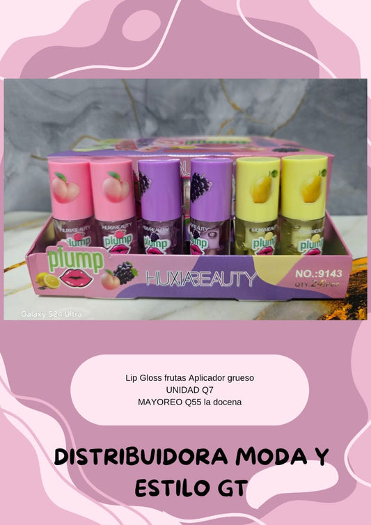 Lip Gloss de Frutas con Aplicador Grueso