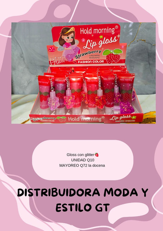 Gloss con Glitter Fresa