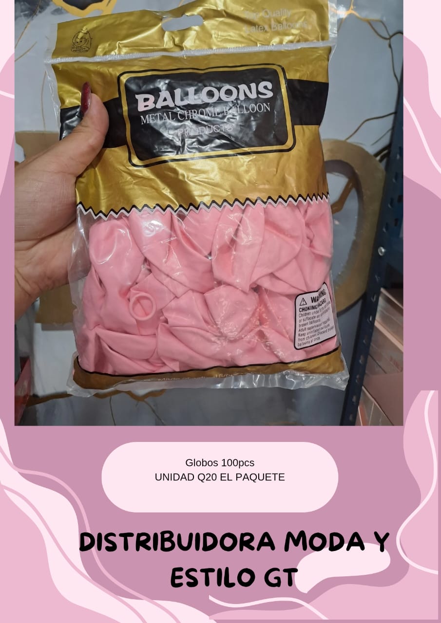 Bolsa de 100 Globos Rosados