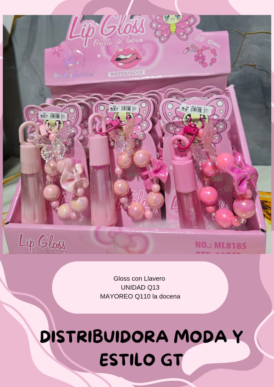 Gloss con Llavero Mariposa