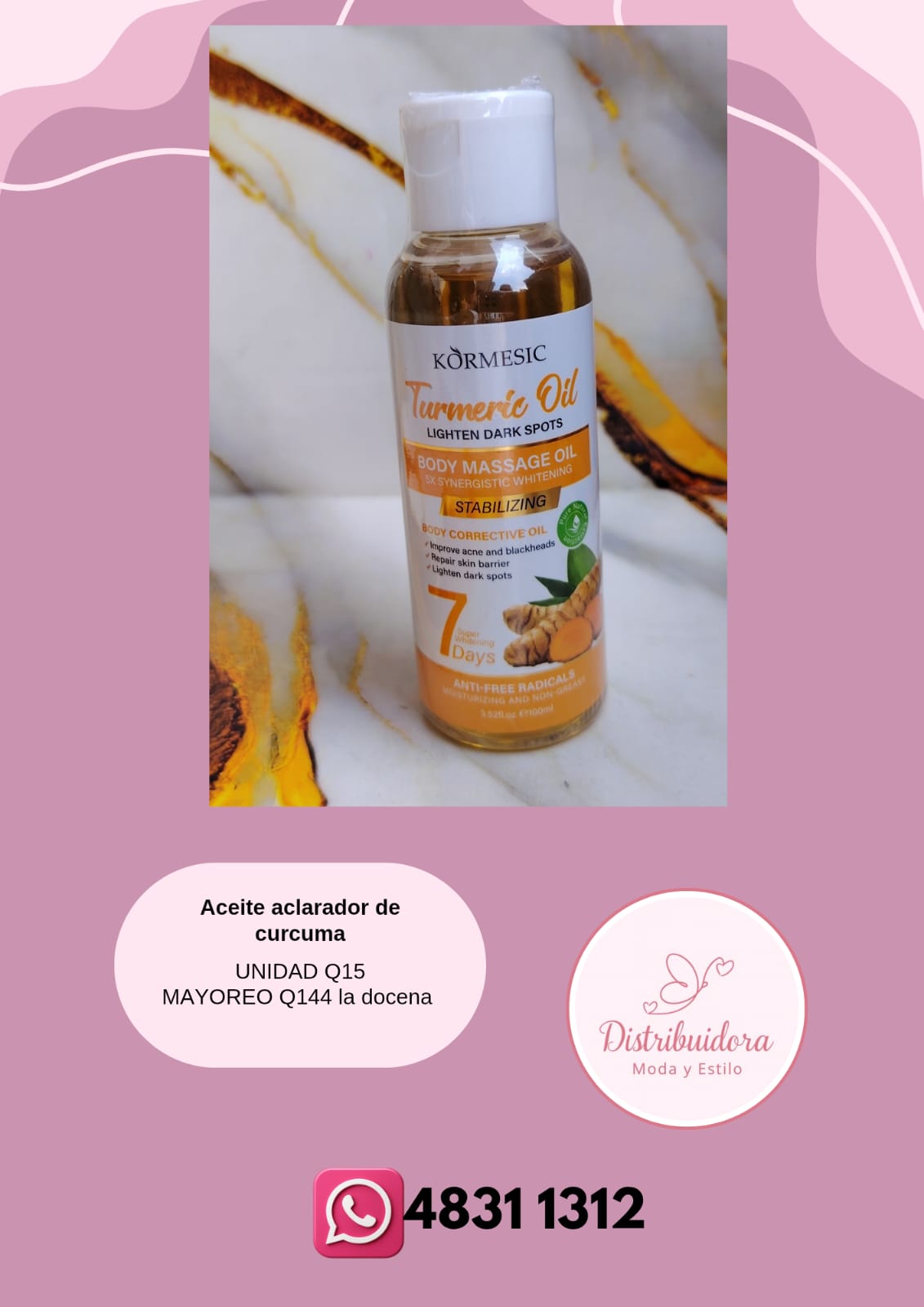 Aceite aclarador de curcuma