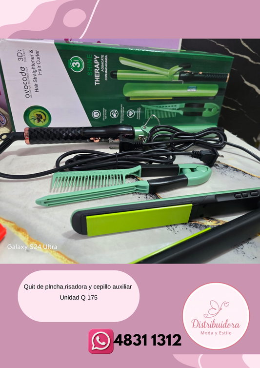 Kit de plancha ,risadora y cepillo auxiliar
