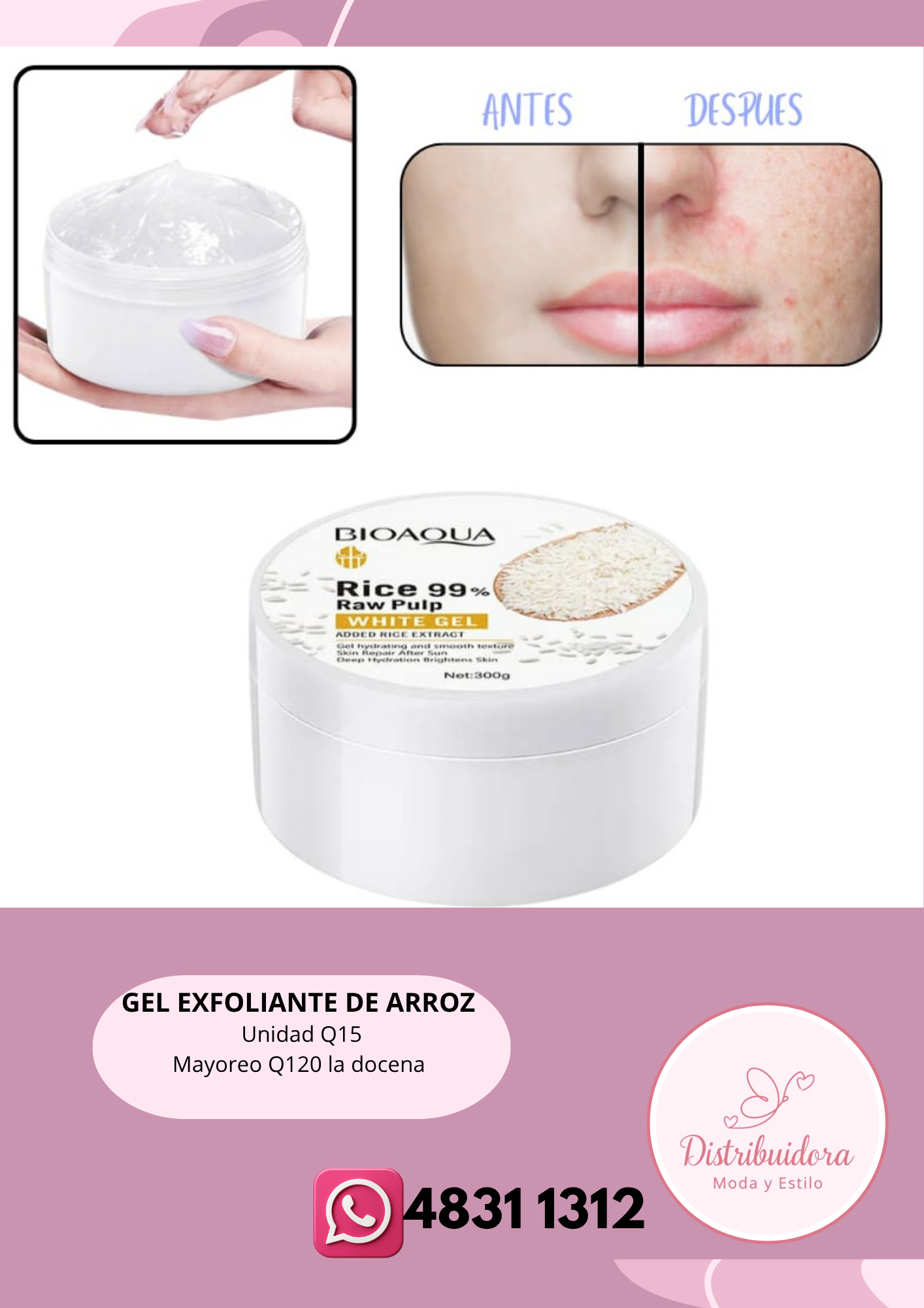 Gel exfoliante de arroz
