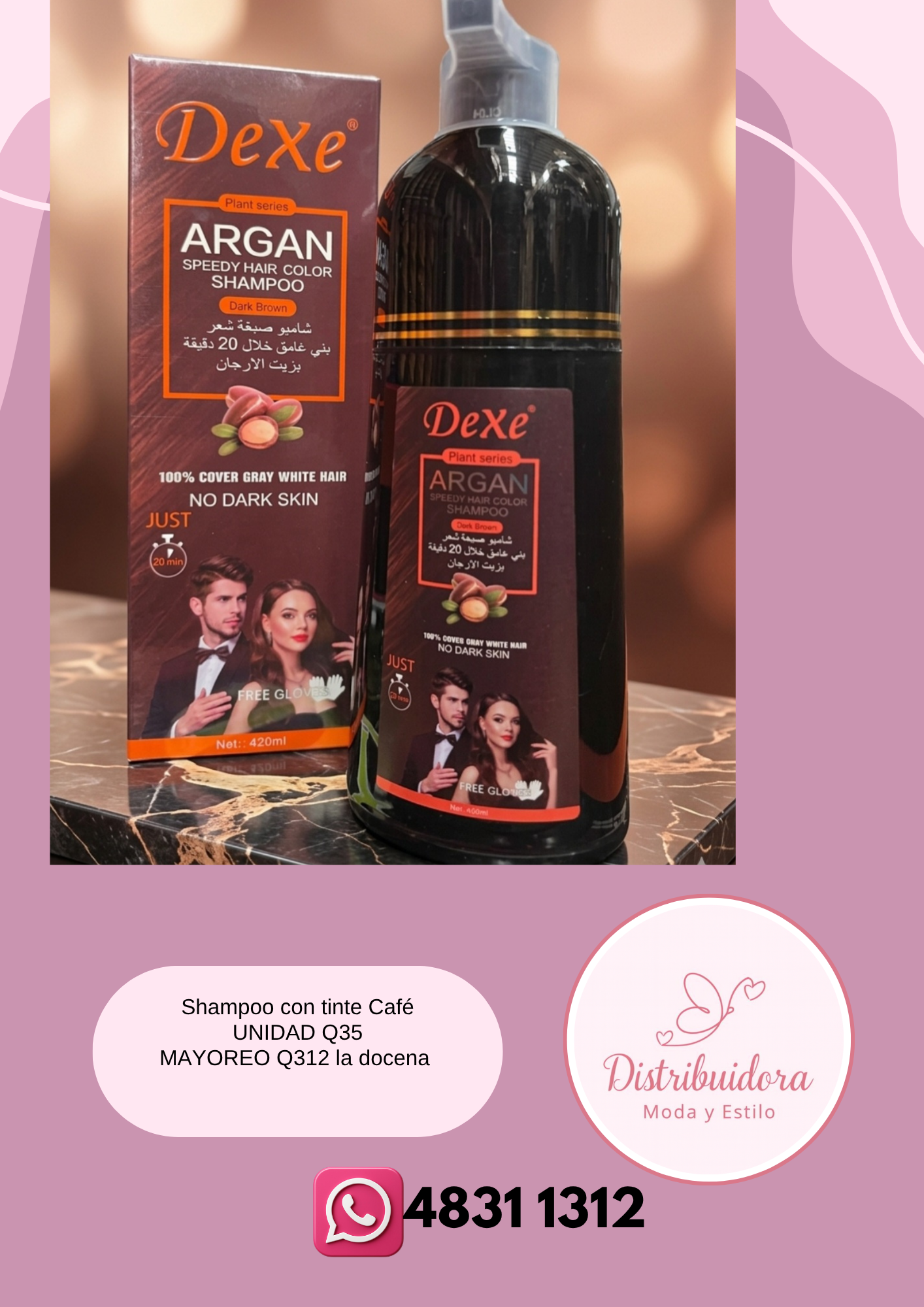 Shampoo con tinte café