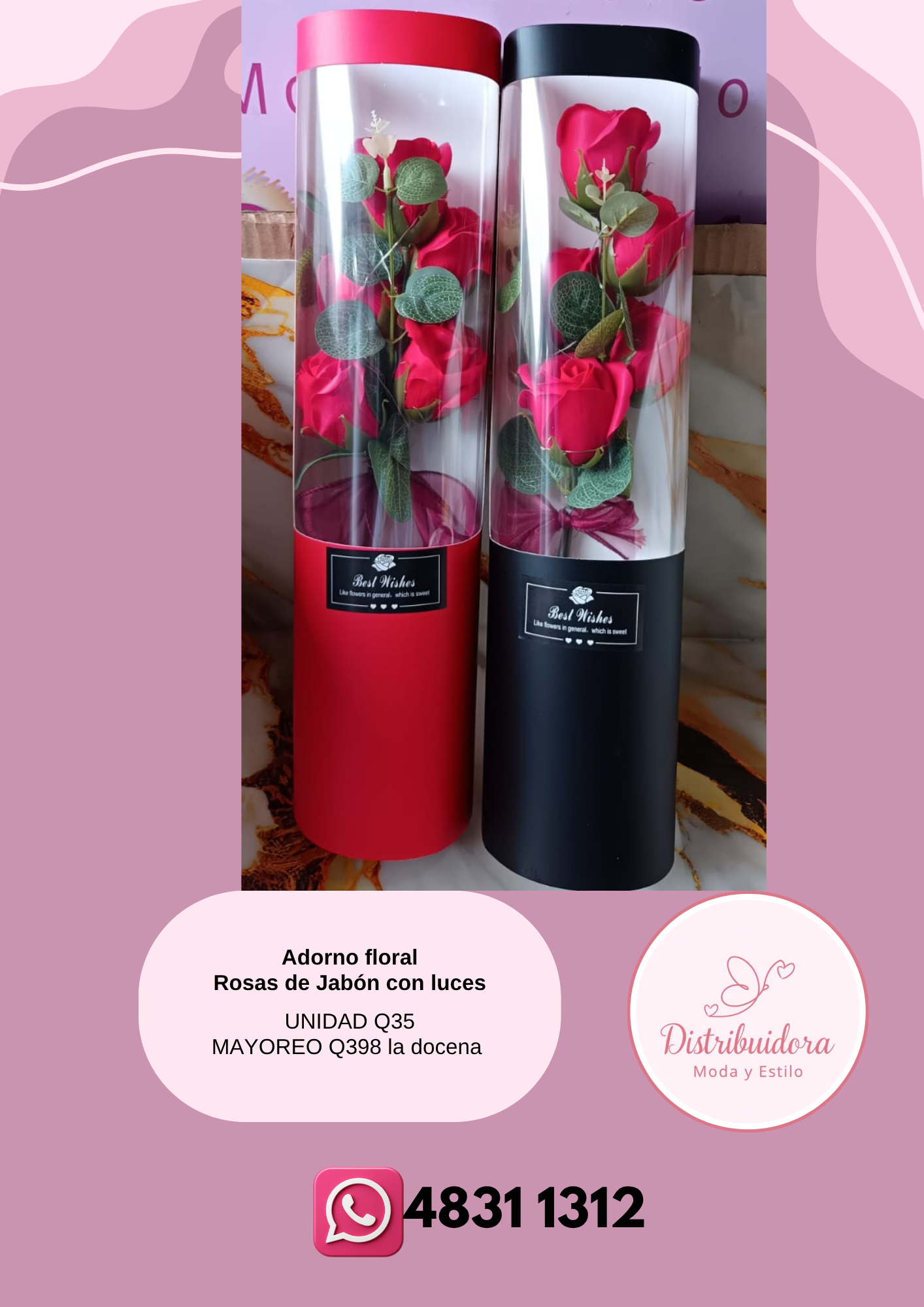 Adorno floral Rosas de jabón con luz