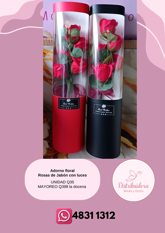 Adorno floral Rosas de jabón con luz