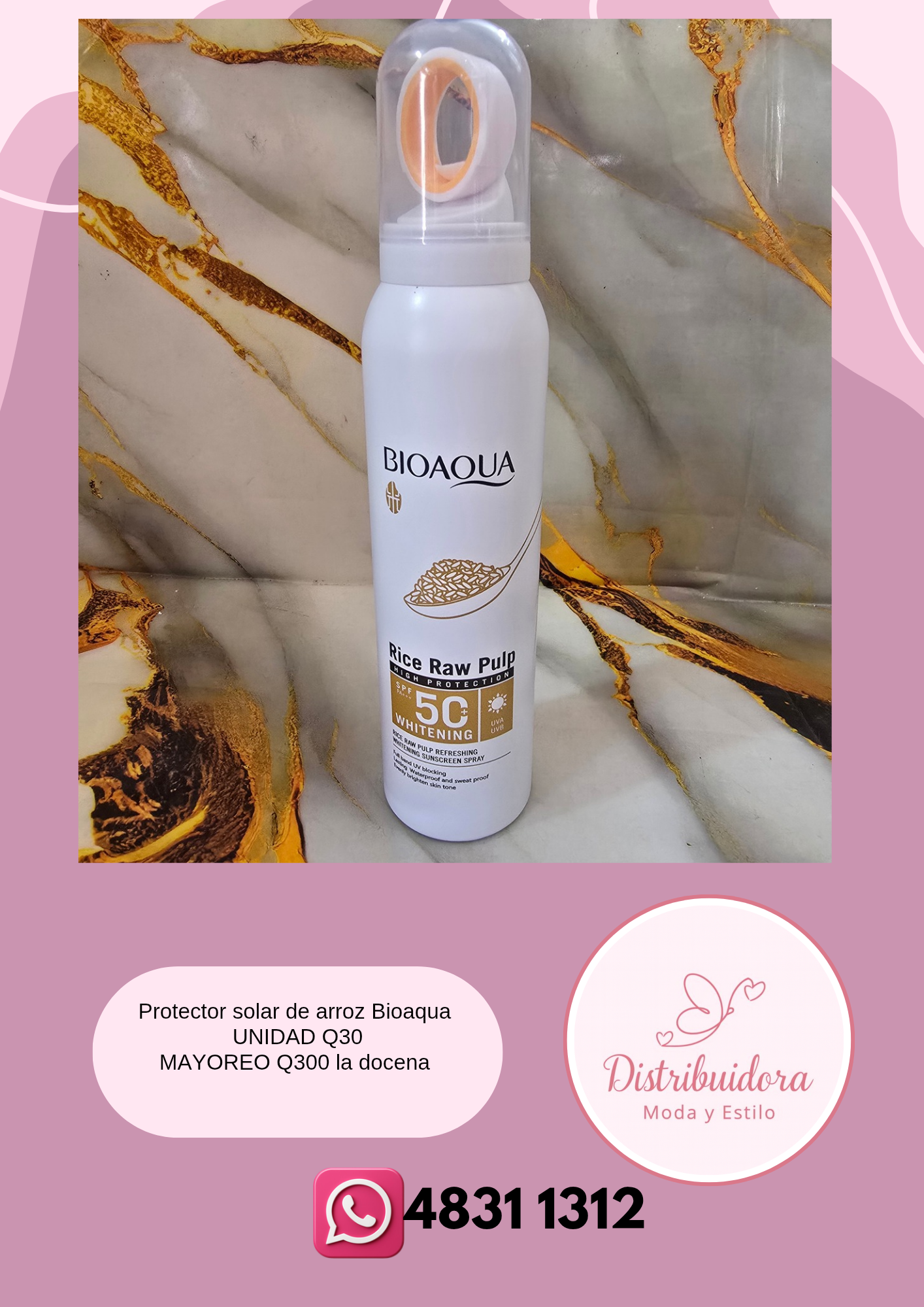 Protector solar de arroz bioaqua en Spray