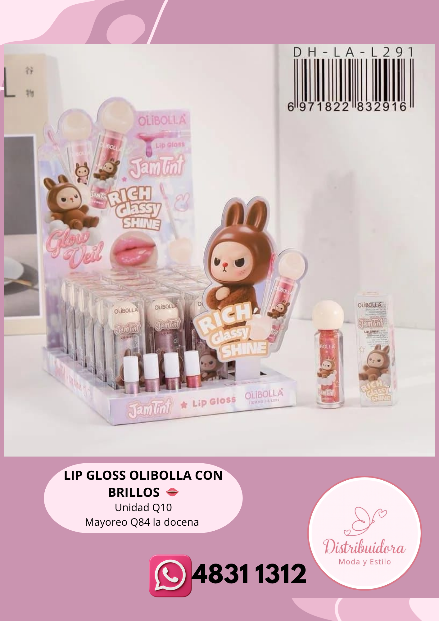 Lip gloss olibolla con brillos