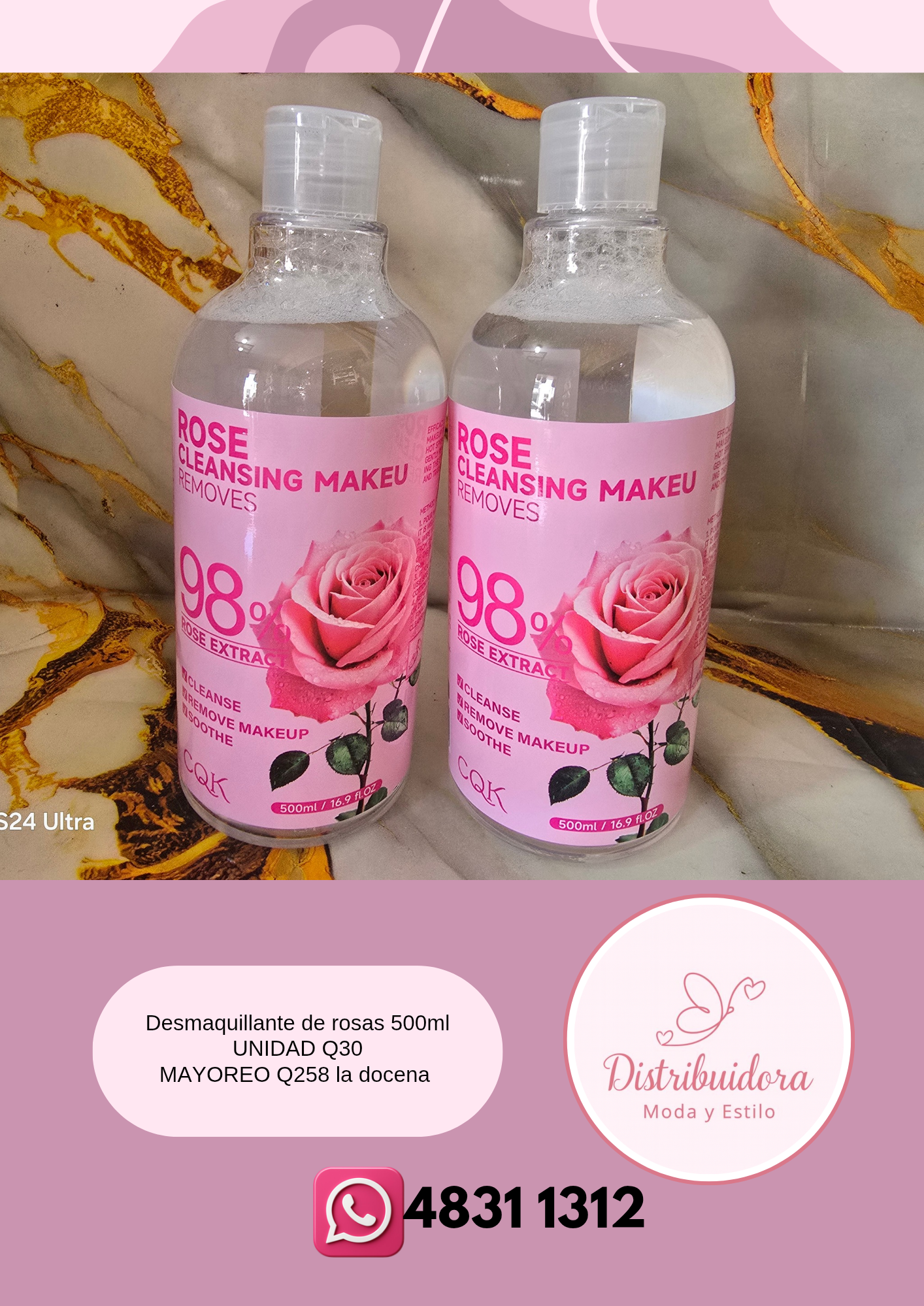 Desmaquillante de rosas de 500ml