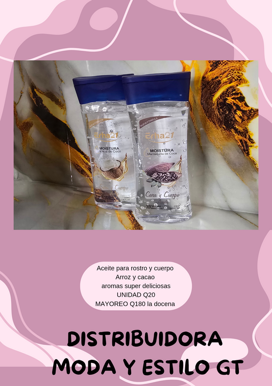 Aceite corporales Arroz o Chocolate