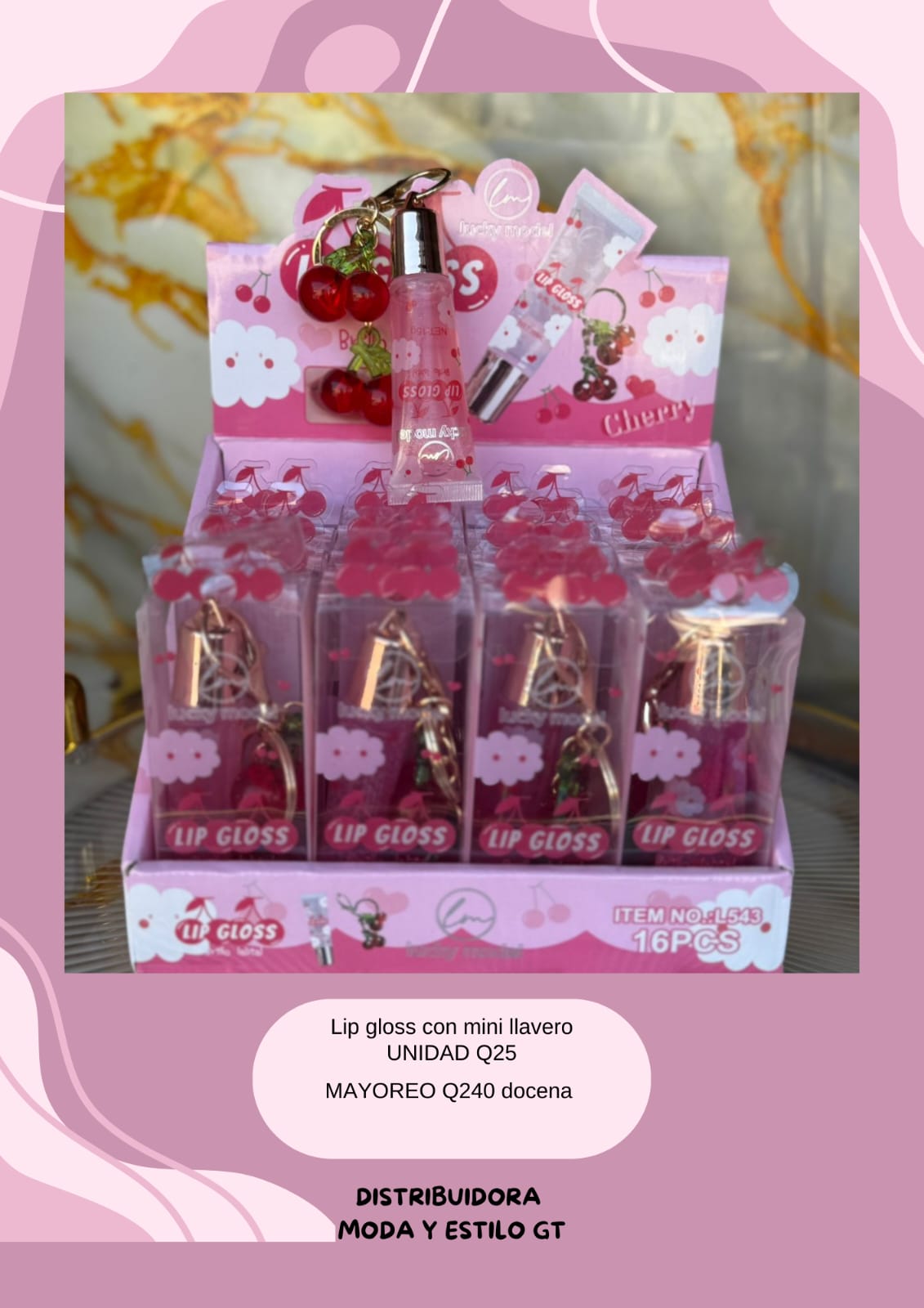 Lip Gloss con mini llavero🍒