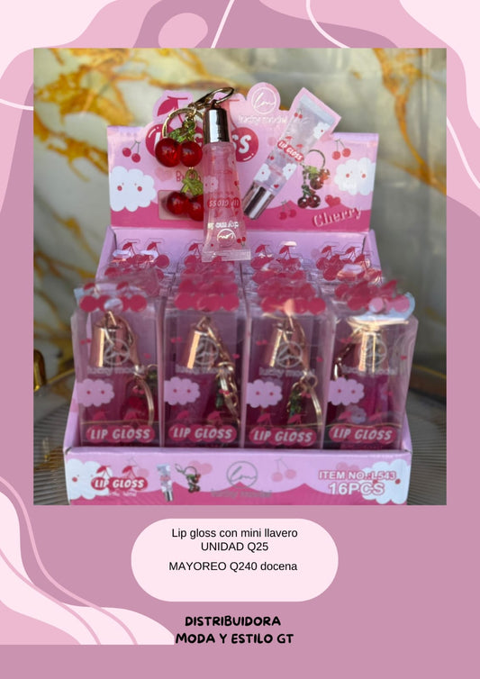 Lip Gloss con mini llavero🍒
