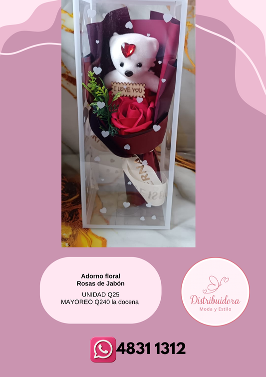 Adorno floral rosas de jabon