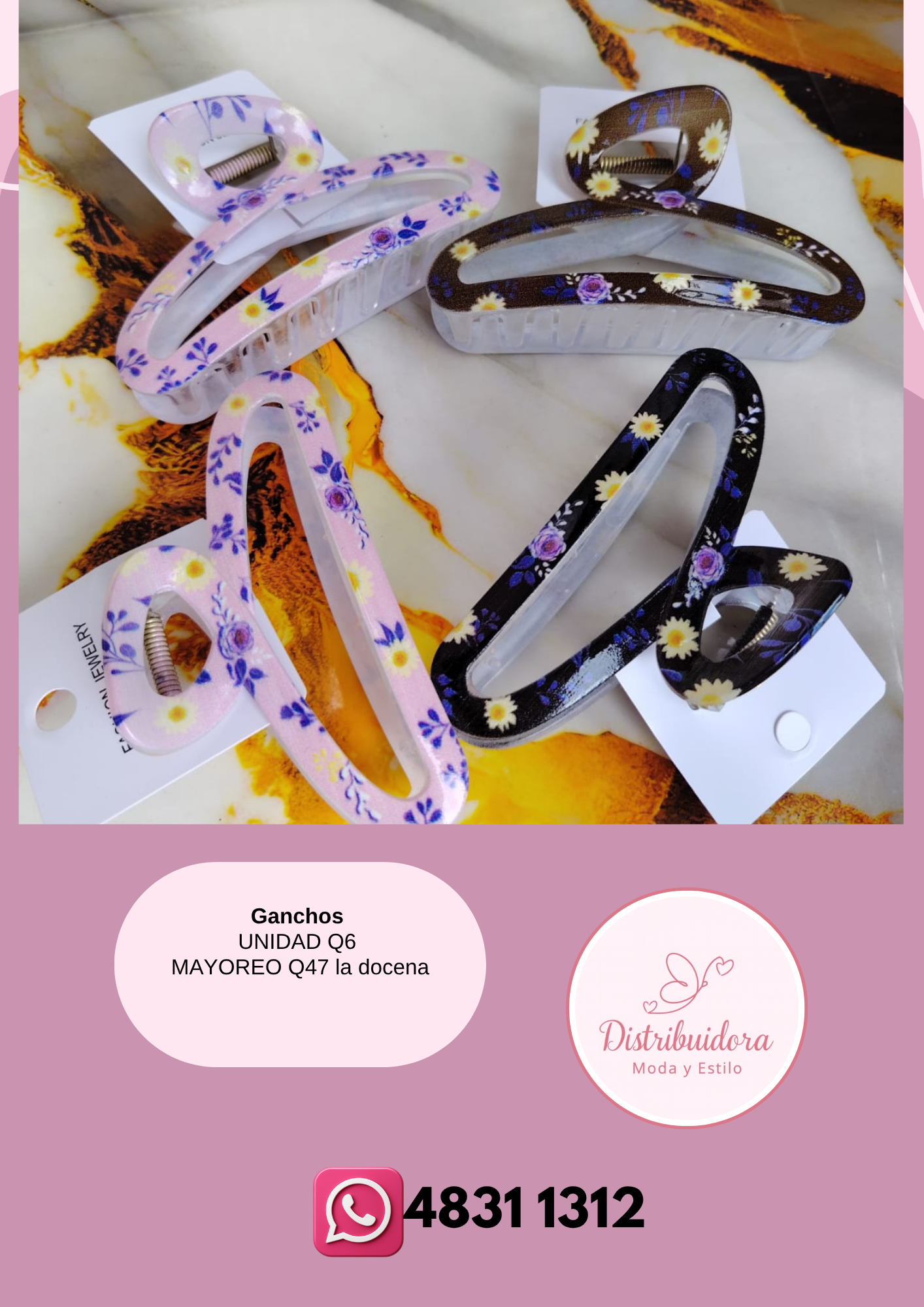 Gancho estampado de flor